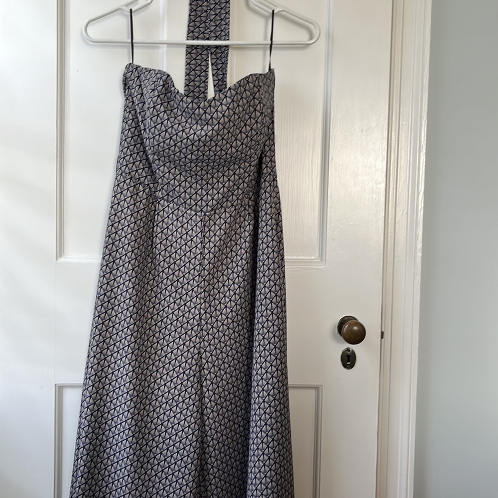 H&M sweetheart strapless jumpsuit with tie belt